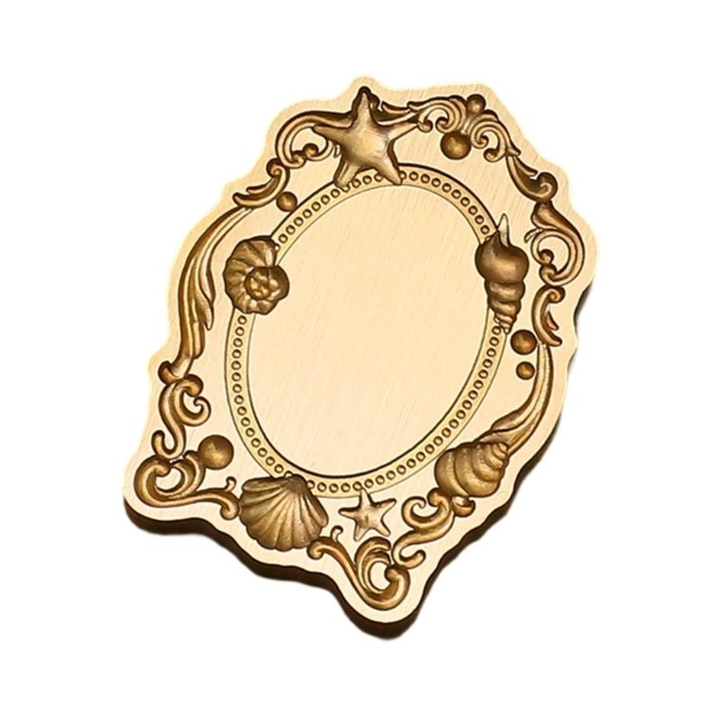 Antique Solid Brass Wax Seal Stamp Head Engraved Embossing Tool Seal Flower Frame for Handmade Letters Gift Wrapping