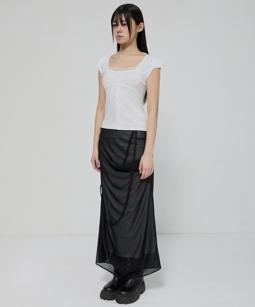 Peulleeoeob Lace Sleeve Top (Fl-112_White)