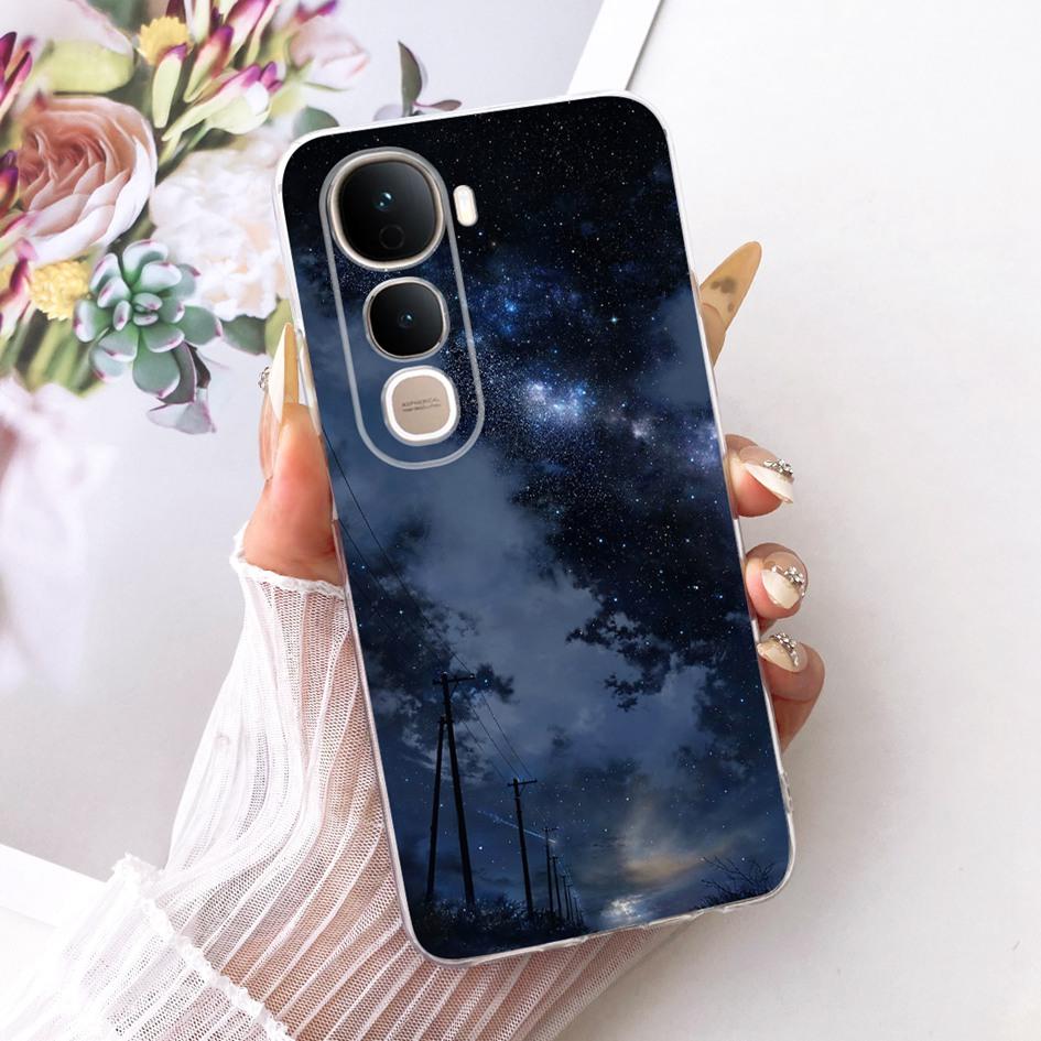 For Vivo Y400 5G Case V2506 New Fashion Flower Cover Transparent Silicone Slim Soft Phone Cover For Vivo Y400 Pro Y400Pro Bumper