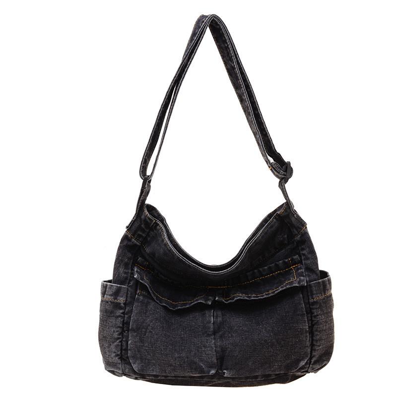 

Trendy Denim Casual Shoulder Bag For Kids Unisex Stylish Outdoor Travel Use чорний