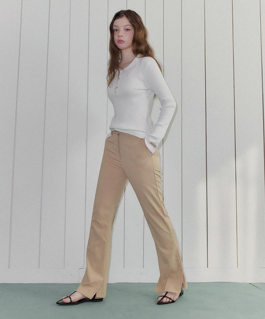 Teuwi Montes Asymmetrical Slit Straight Slacks