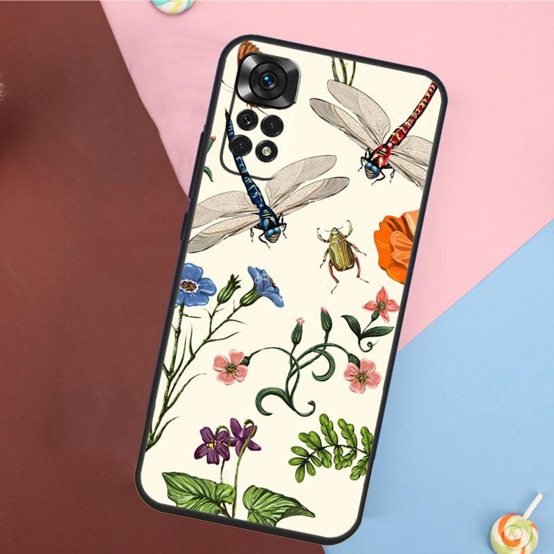Floral Colorful Dragonfly Cover For Xiaomi Redmi Note 13 Pro 14 12 11 9 10 9S 10S 11S 12S Redmi 10C 12C 13C 14C Case