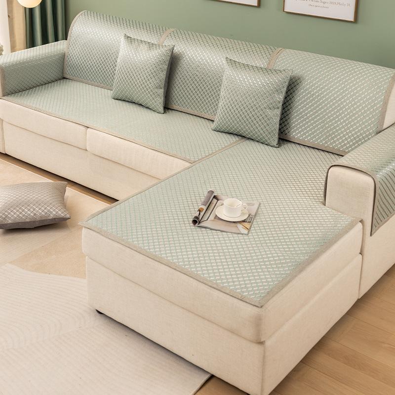 Summer Rattan Mat Sofa Cushion Non-Slip Seat Pad Ice Silk Bamboo Mat for Home Decor