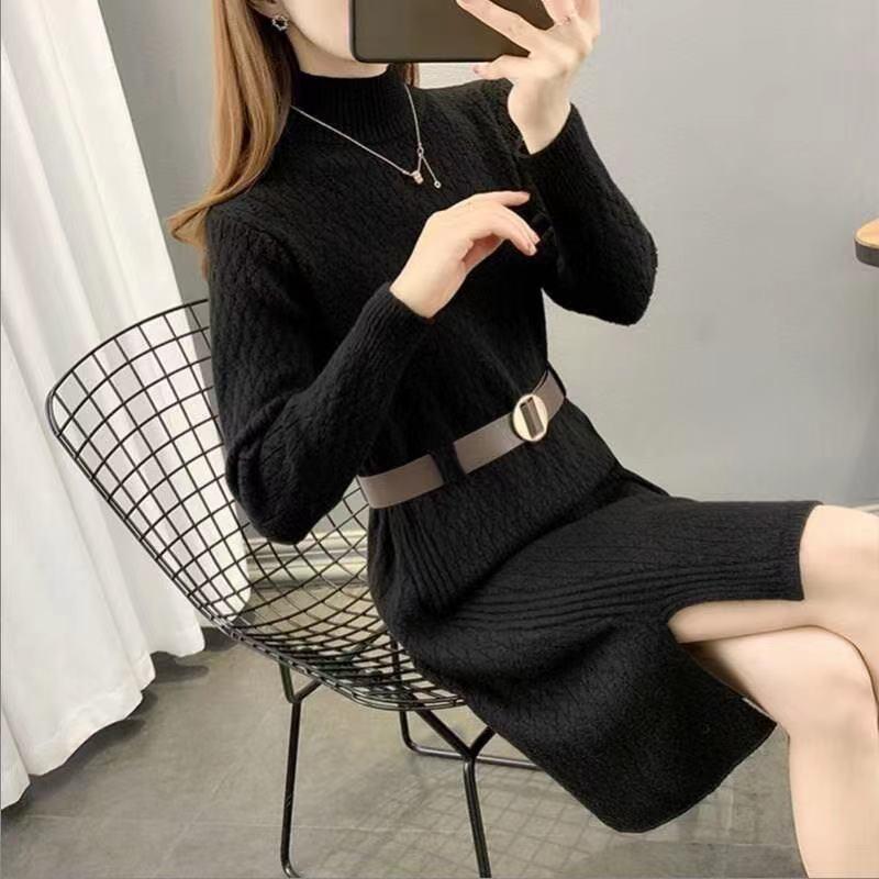 

Women s Fleece-Lined Sweater Dress, Mid-Length, Autumn/Winter, Versatile & Stylish, 2025 Edition 2XL (130-140 jin)