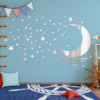 Star and Moon In The Water Mirror Wall Stickers Children's Room Baby Wall Decoration Bathroom Waterproof Moisture Stickers