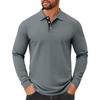 Men's Solid Color Button Lapel Long Sleeve Top Men's Casual Fashion Long Sleeve Top
