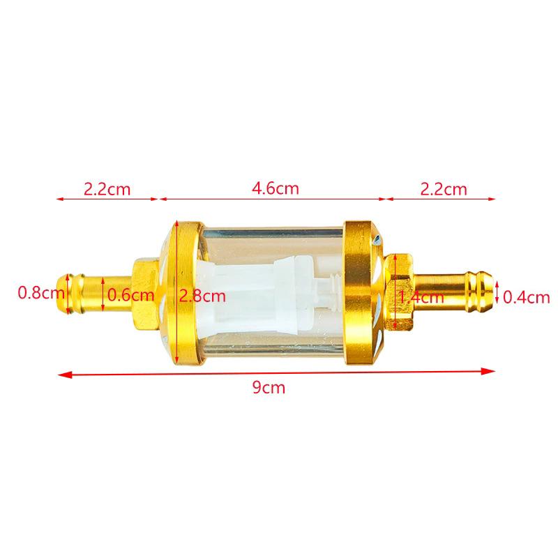 8mm CNC Aluminum Alloy Glass Gas Fuel Gasoline Oil Filter Moto for Dirt Pit Bike 125/140/150/160cc CRF70 90 110 TTR100 110 KLX65