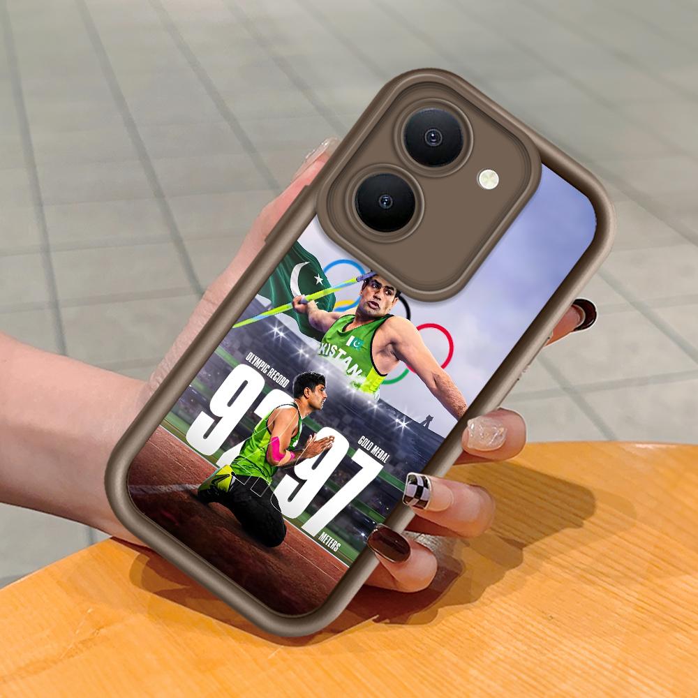 

Мягкий силиконовый квадратный чехол с рисунком лестницы для телефона, полное покрытие, противоударный защитный резиновый чехол для камеры для Vivo Vivo V21 коричневый