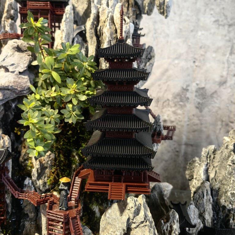 Miniature Five-Storied Pagoda Bonsai and Aquarium Decoration