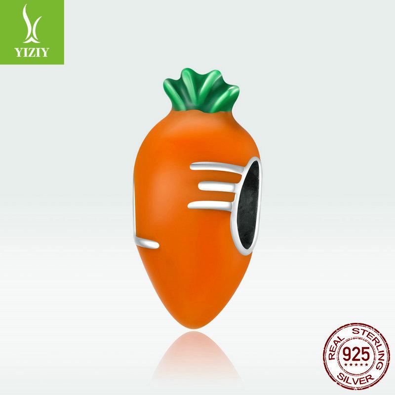 Carrot 925 Silver Beads, Dripping Oil Color Vitality Bracelet Beaded Accessories Scc1591