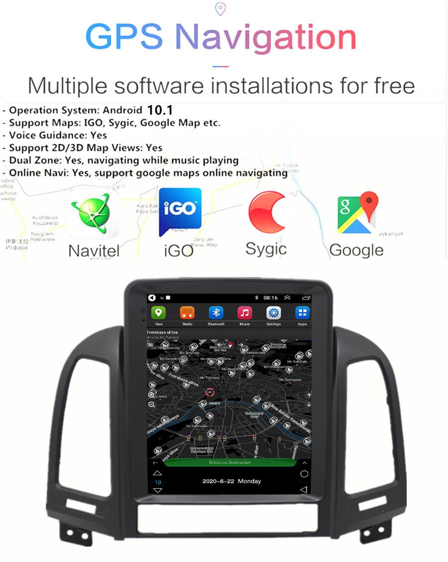 

9.7 Android 10.1 Car Stereo Radio GPS Navi WIFI For Hyundai Santa Fe 2005-2012