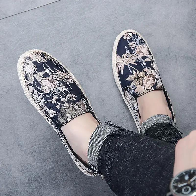 Chunky Male Shoe Spring Autumn Printing Flower Hiking Sneakers Work Adults Low Price Retro Leisure Deals Sale Men's Casual Shoes