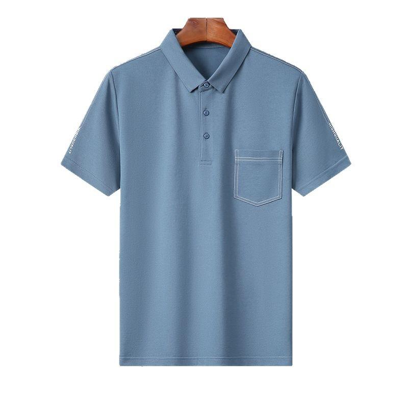 Polo Shirt Men'S Mulberry Silk Short-Sleeved T-Shirt Lapel Pocket Trendy Cool And Breathable Medium Bottoming Shirt