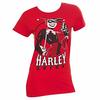 Harley Quinn with Gun Costume Junior T-Shirt DC Comics (Medium) Red