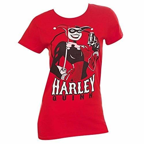 Harley Quinn with Gun Costume Junior T-Shirt DC Comics (Medium) Red XL