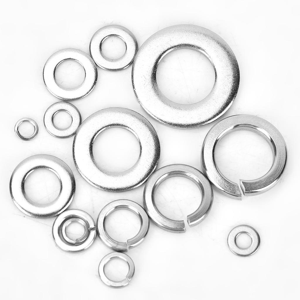 260PCS Stainless Steel Flat Washer Spring Washer Assortment Set M2.5 M3 M4 M5 M6 M8 M10