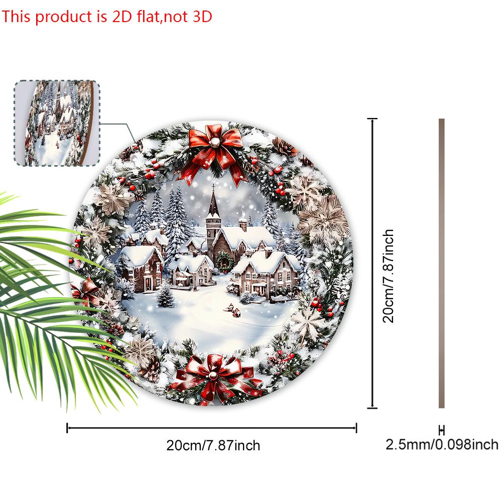 Varm Vinter Jul Träskylt med Snöstadsmönster - Navidad Plakett för Ytterdörr, Vägghängande Dekor - Idealisk Juldekoration