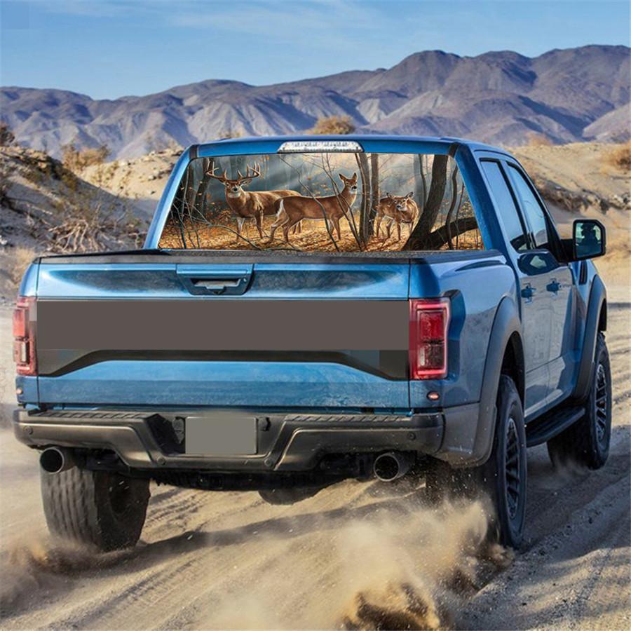 Rear Window Graphic Decal  Forest Animals Deer Family Rear Window  Sticker  for