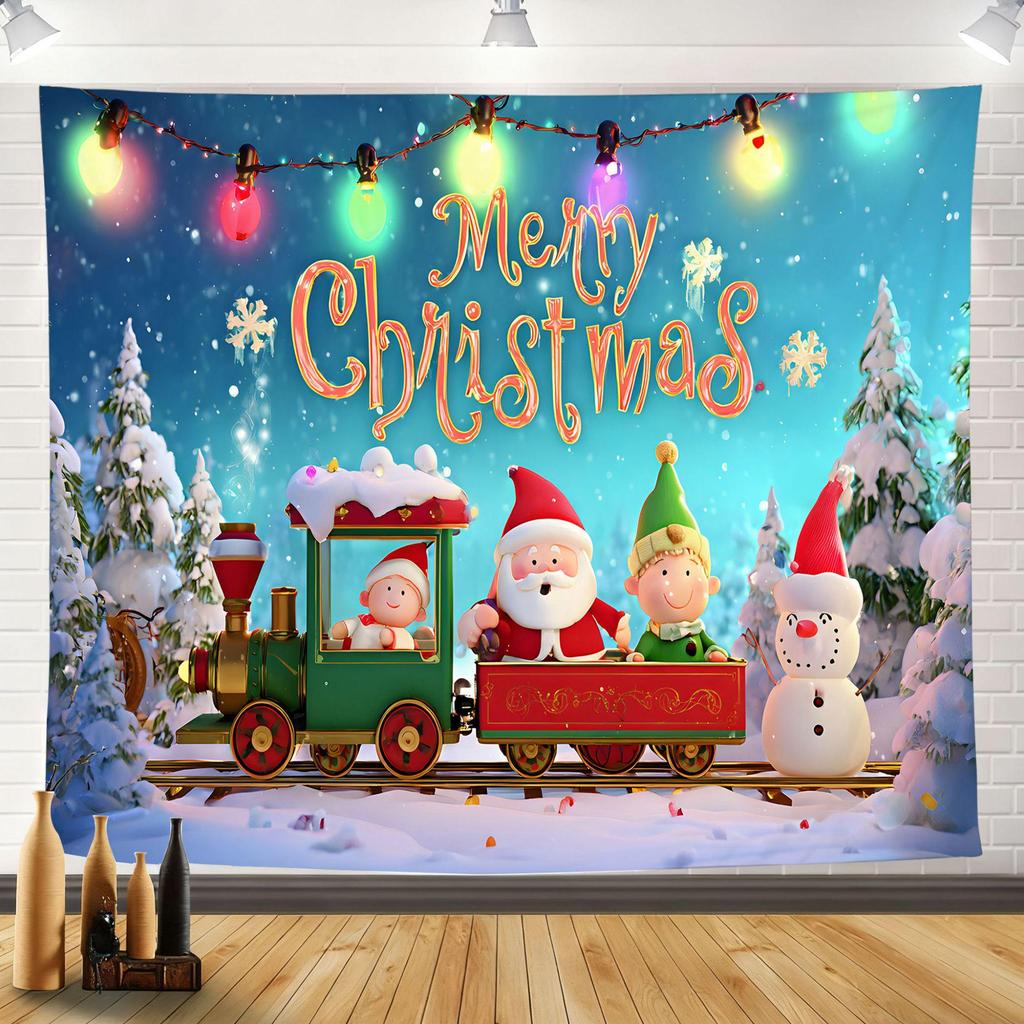 2025 Merry Christmas Tapestry: Festive Holiday Background Wall Hanging for Party Decoration