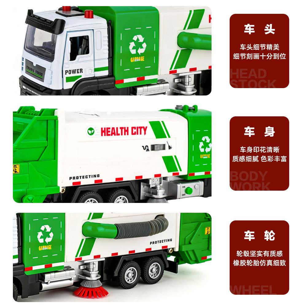 ABBM1 Eagle Simulation Alloy Electric Vacuum Sweeper Garbage Sanitation Construction Vehicle Model Sound and Light Pull Back Toys
