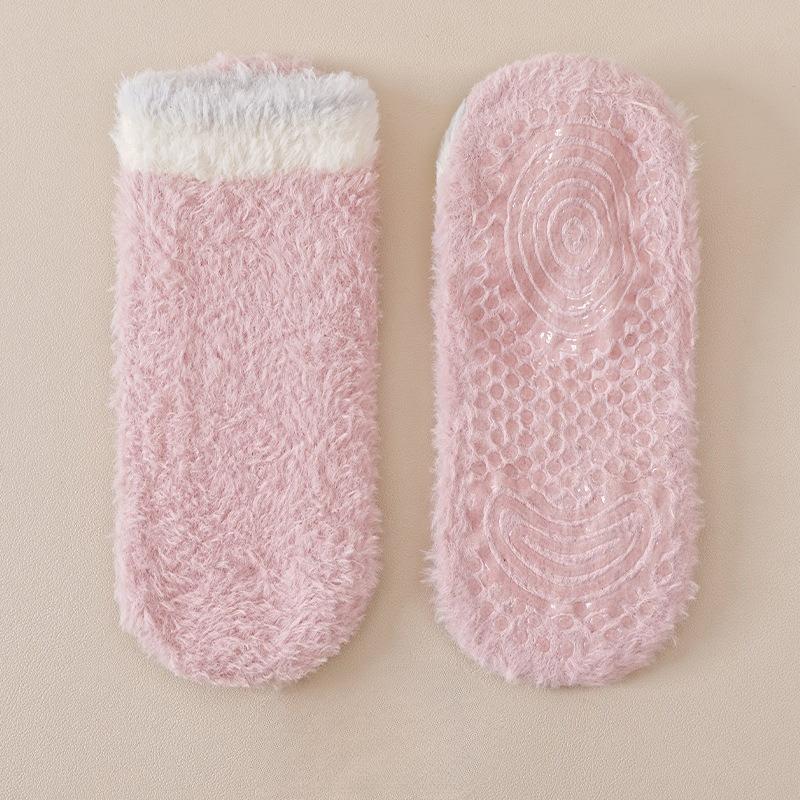 Winter and Autumn Thick and Warm Floor Socks - Synthetic Felt Short Sleeve Anti-Slip Socks In Colorful Design - Non-Fluffy and Suitable for Sleeping