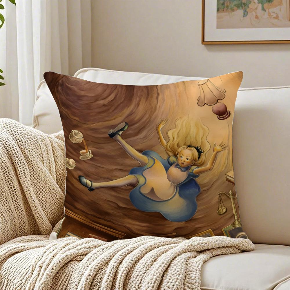 Fairy Tale AAlices Adventures in Wonderland Cushion Cover Pillowcase Antidustmite living Room Sofa Decor Cushion Room
