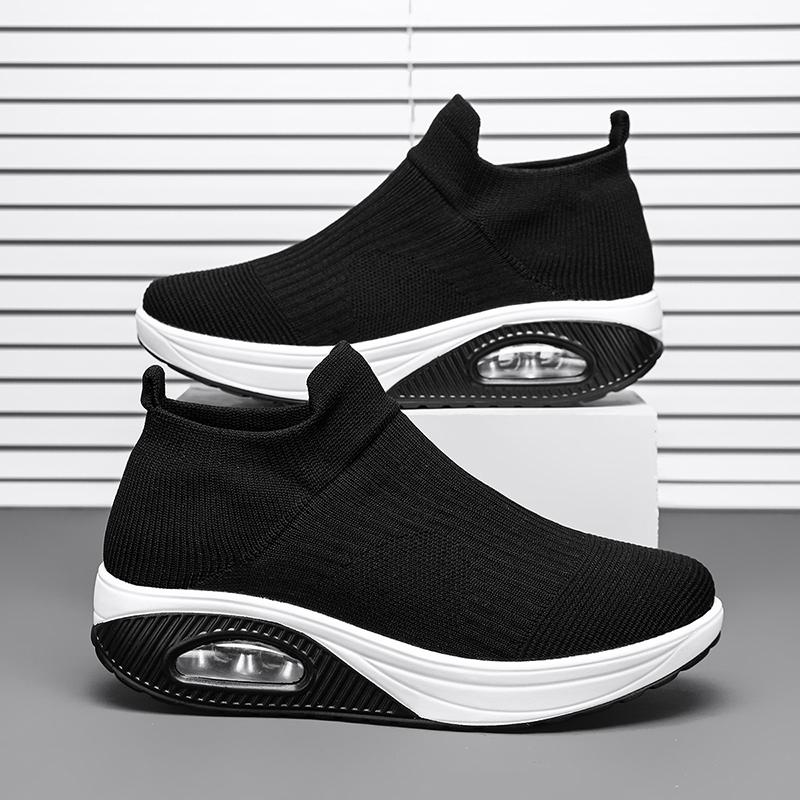 Mesh Sneakers for Women, Single Shoes, Thick Soled, Outdoor, Hiking, Elastic, Breathable, Lazy, Lightweight, Casual Sports Shoes