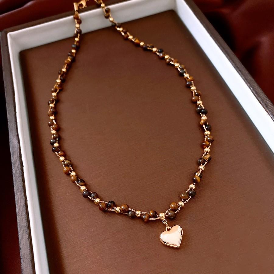 Sun & Stone Pendant Necklace - Titanium & Stainless Steel Clavicle Chain Jewelry