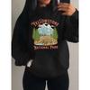 Yellow Stone National Park Printing  Hoodies Women Fleece All-Match Streetwear Y2K Pocket Hoody Autumn Casual Woman Clothing