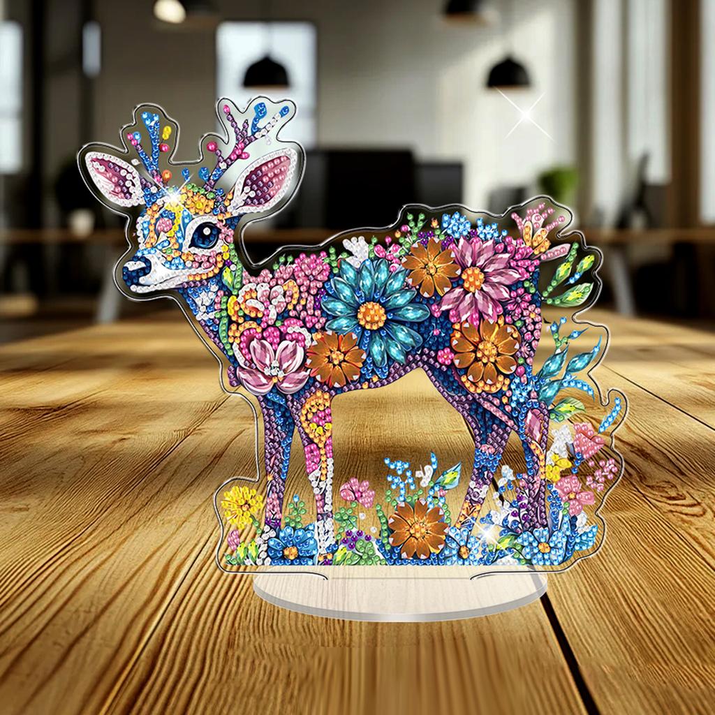 Flower Animal DIY 2D Flat Acrylic Gem Painting Ornament Crystal Art Craft Decoration for Living Room Home Office Decoration