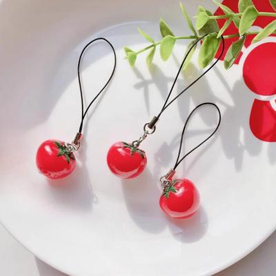 Acryl-Tomaten-Schlüsselanhänger Niedlicher Erdbeer-Taschen-Schlüsselanhänger Frucht-Anhänger Schlüsselanhänger, Tasche, Handy-Zubehör, Geburtstagsgeschenk