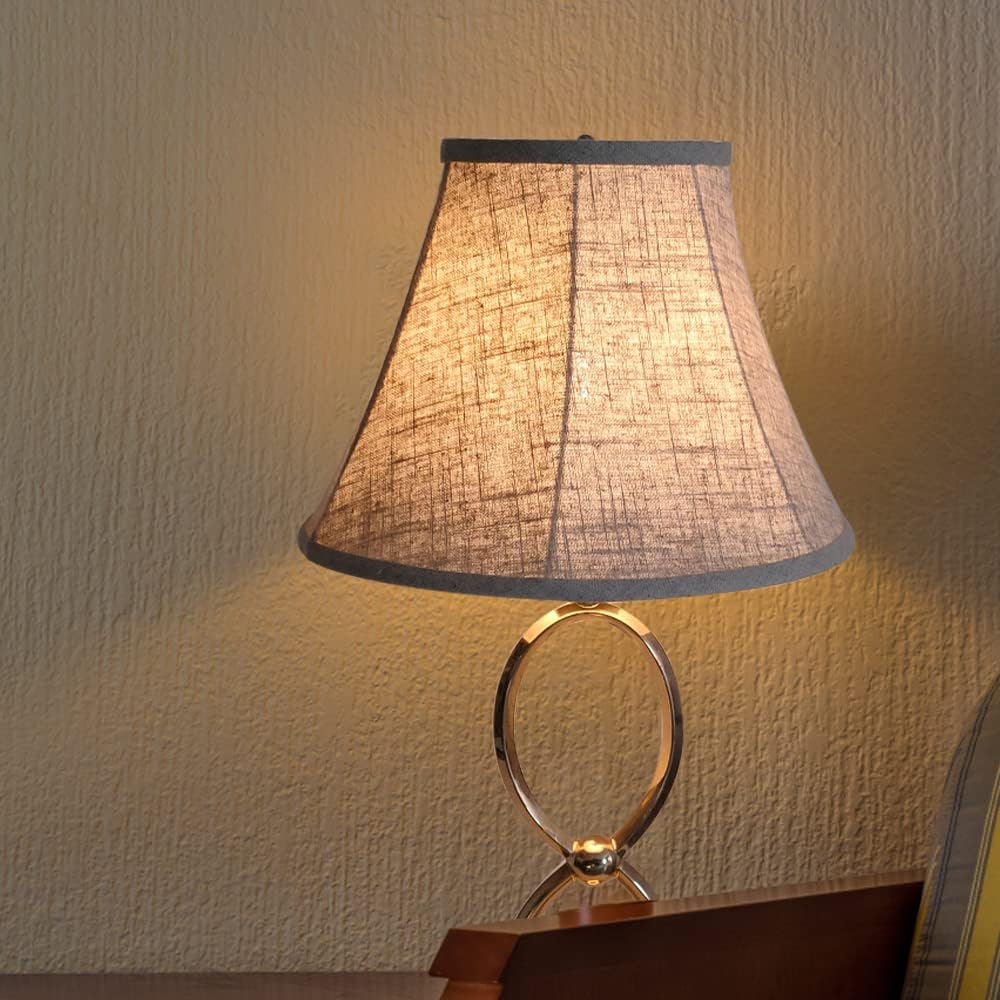 Double Brown Lamp Shade Set of 2, TOOTOO STAR Large Barrel Lampshade for Floor Light and Table Lamp 6x12x8.5 inch, DIY Fabric Natural Linen Hand