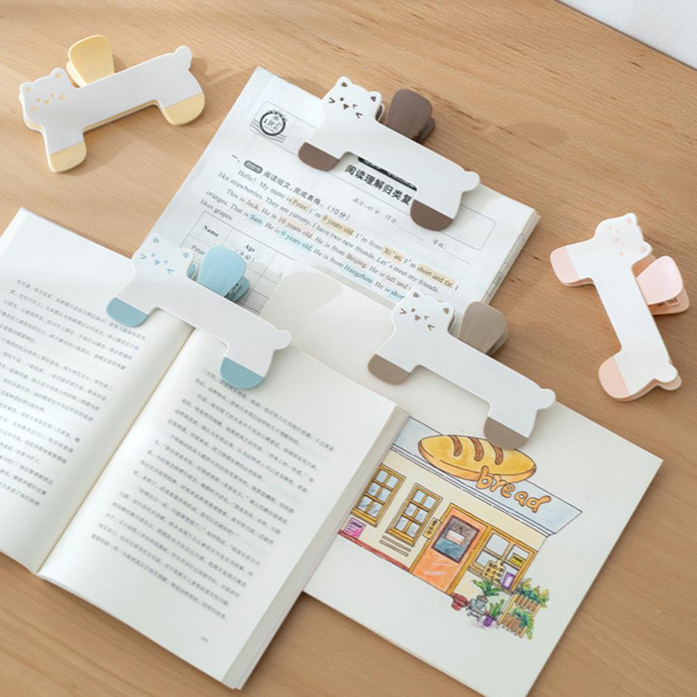 Cat Shape Plastic Book Clip Portable Reading Page Holder Bookmark for Book Lovers College Students Stationery Supplies