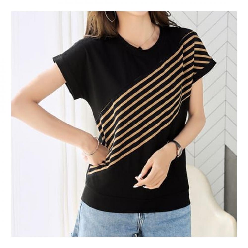 Navava NT1606 STripe Round Neck ShorT Sleeve T shirT