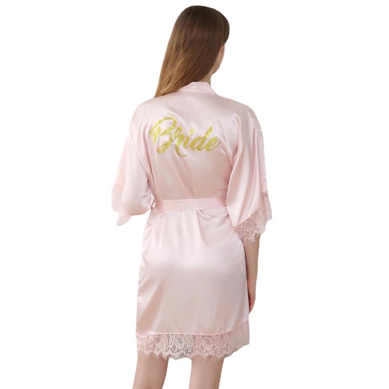 

Ms. Bride Gold Lettered Lace Trim Wedding Robe XXL (2 sizes larger than Asian size)