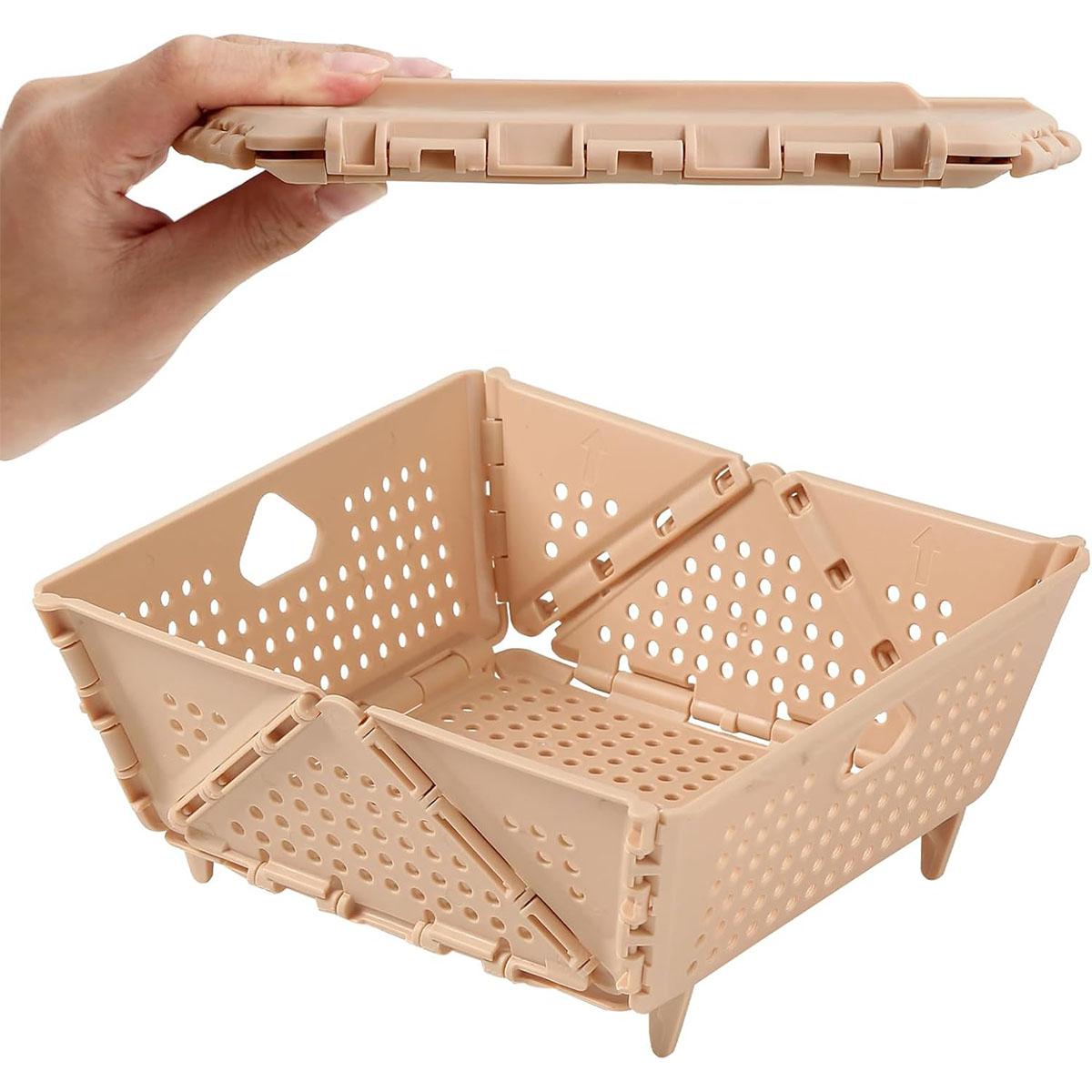 

1 шт. Складной силиконовый дуршлаг - Пищевой, Дуршлаг для овощей и фруктов бежевый