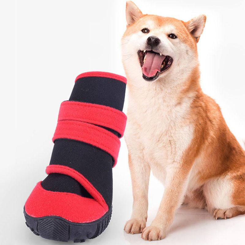 Hundeschuhe Hundestiefel Rutschfeste Sohle Schuhe für Kleine Große Hunde Outdoor Wasserdicht Robuste Hundestiefel für Herbst und Winter 4 Stück