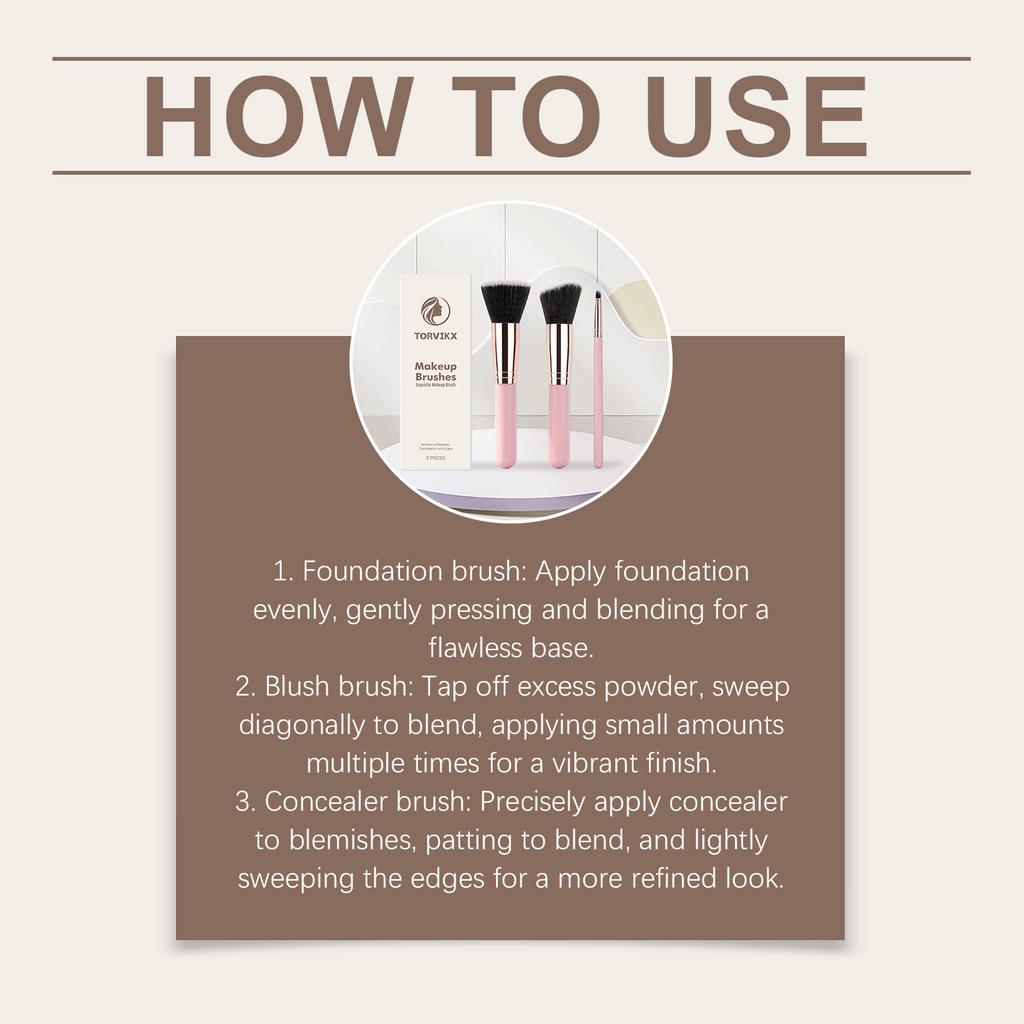 TORVIKX Seamless Makeup Brush Set - Soft Comfortable Bristles, Even Powder Application, Sheer Natural Makeup Finish