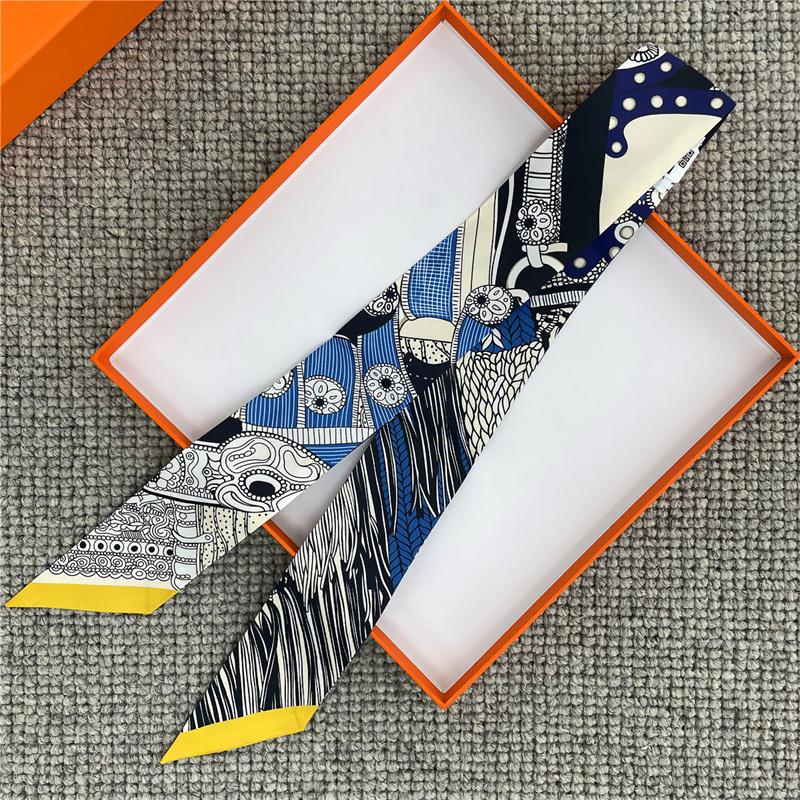 POBING Satteldruck 18m/m Twill Seidenschals Damen Luxusmarke Schal Taschenbänder Krawatte Kopftuch Kleiner Langer Schmaler Schal 86*5CM