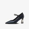  women classic black pointed toe high quality buckle strap shoes lady fashion comfort office career work pumps ab322