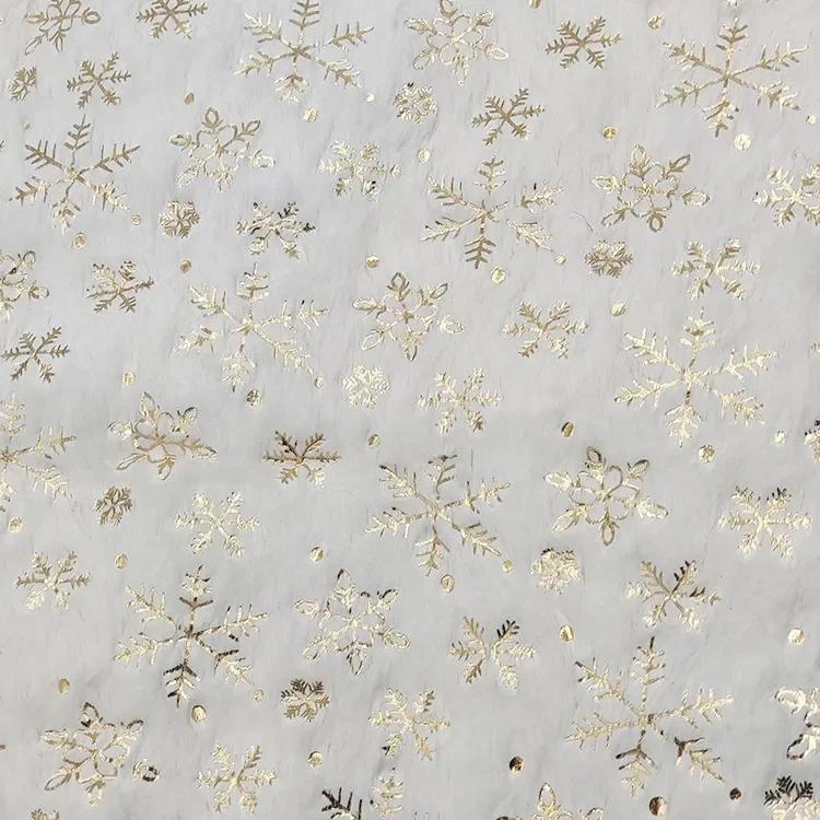 150x200cm/50x50cm PV Velvet Gilded Snowflake Velvet Fabric For Christmas Decoration Pillow Cover Women's Hoodie DIY Sewing Cloth