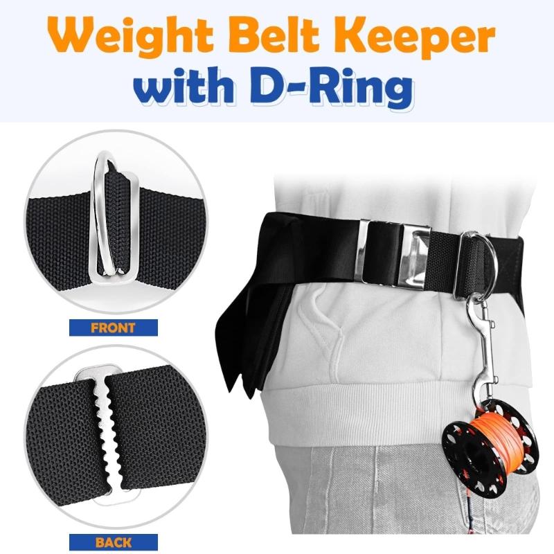 2Pcs Diving Weight Belt Slide Keeper Stainless Steel Weight Belt Stoppers Serrated Scubas Diving Weight Belt Retainer