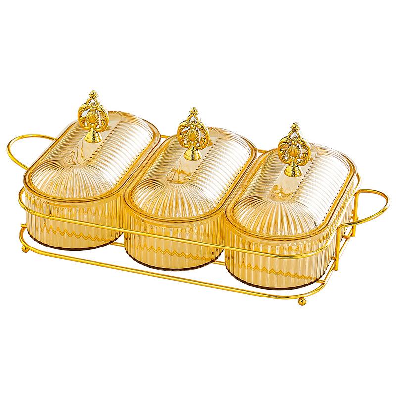 Luxurious Multi-Compartment Snack Storage: Fruit, Candy, and Pastry Dish for Living Room or Coffee Table