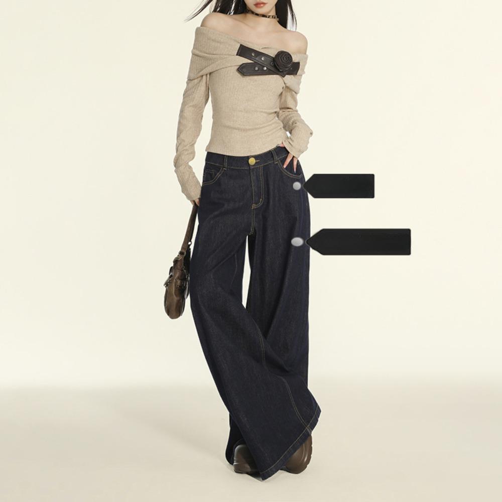 drape wide-leg jeans spring and autumn new American high waist hips loose lazy mopping jeans tide