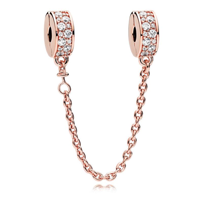 925 Silver Rose Gold Charms Open Heart Sparkling Polish Charm Pendant Clip Stopper Charms Fit Original Bracelet