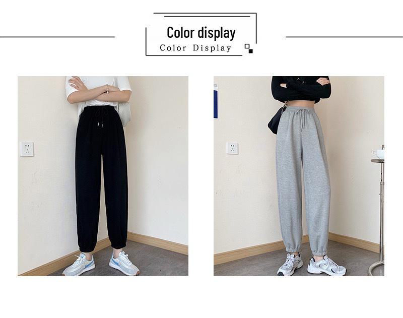 Women's Gray & Black Sports Leggings - 2023 Spring/Summer Casual Sweatpants