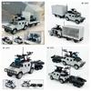 MOC Parti Piccole Polizia SWAT Contenitore Comando Emergenza Veicoli Corazzati / Squadra Soccorso Acquatico Hummer Barca Arma Set Blocchi da Costruzione Giocattolo