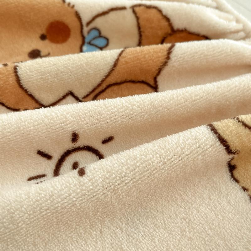 Cute Cartoon Bear Pattern Flannel Fitted Sheet Set Warm Breathable Super Soft Deep Pockets Mattress Cover for Kids Boys Girls