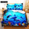 Blue Dolphin Bedding Set Comforter Queen Full SizeOcean Animal Bedding for Boys Kids Teen Boy Bedding with Pillowcases 3pcs