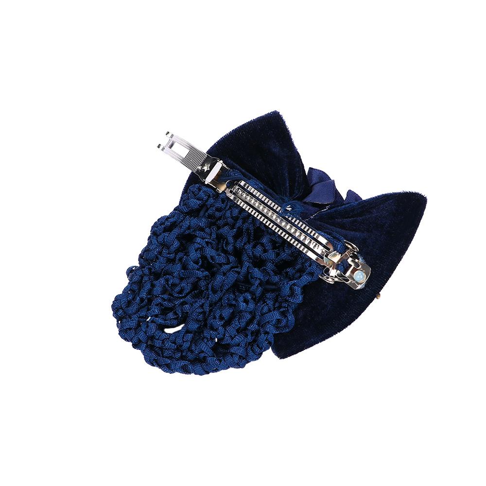 Fashion Bow Satin Rhinestone Barrette Net Bun Snood Hair Clip Cover Bowknot Hair Accessories